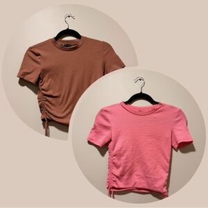 Zara BOGO Short Sleeve Tees in Pink and Brown